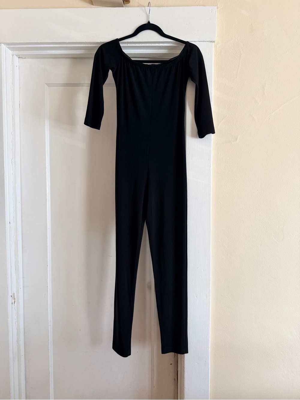 Norma Kamali Black Long-Sleeve Scoop-Neck Unitard